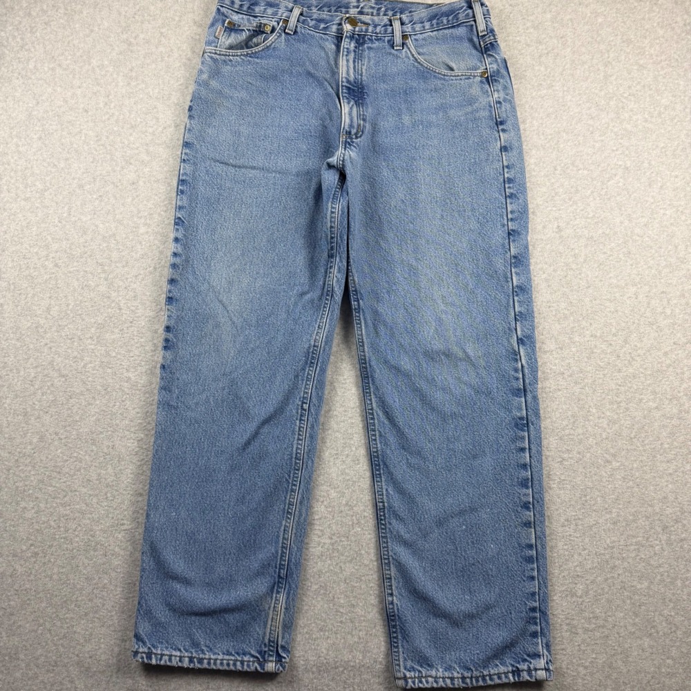 Carhartt Relaxed Fit Jeans Mens 36x30 Blue Flannel Lined Denim B172 DST
